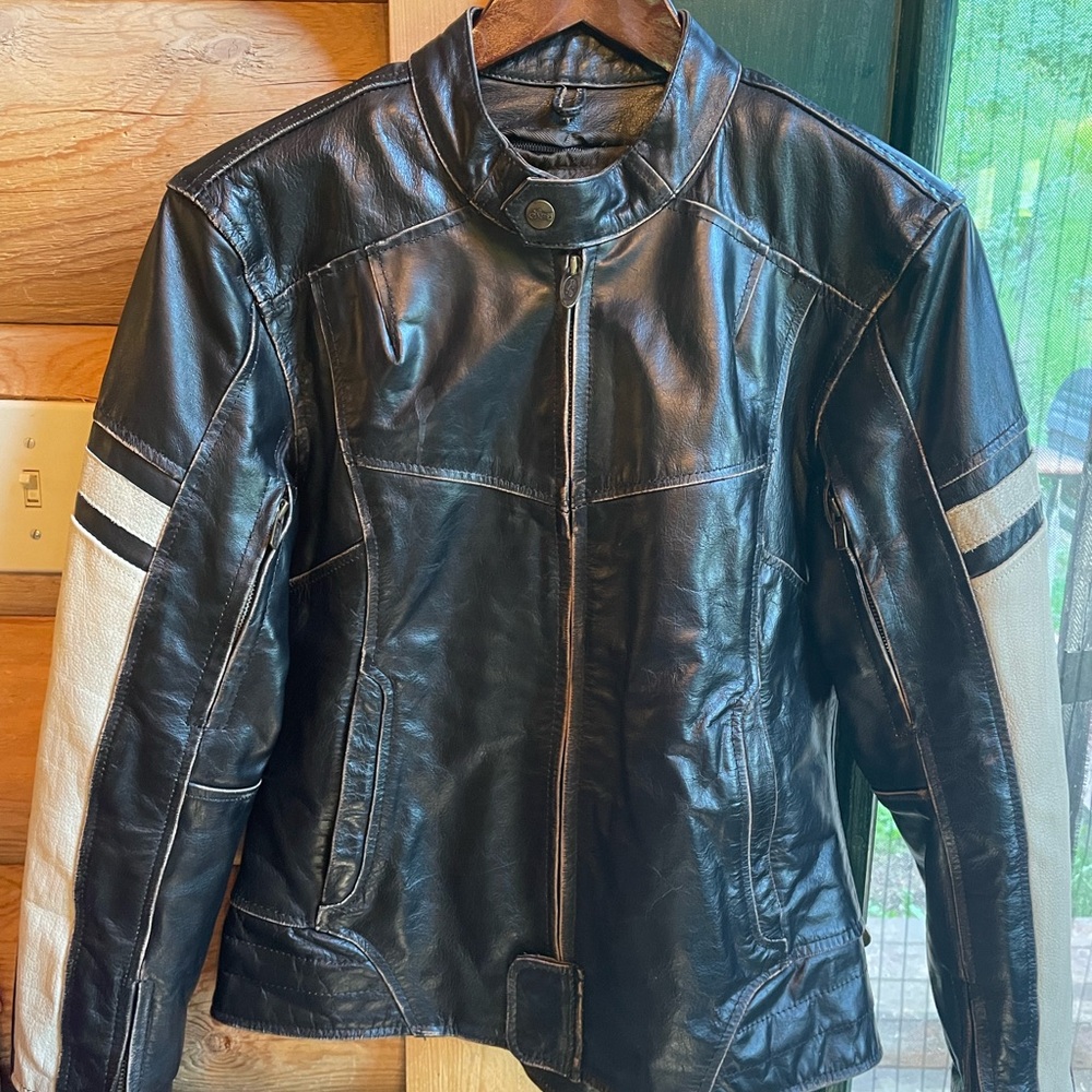 Stylish Black and White Leather Jacket